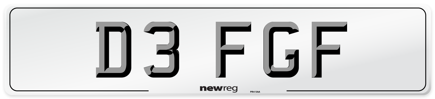 D3 FGF Number Plate from New Reg